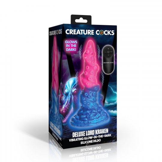 Deluxe Lord Kraken Vibrating Glow-in-the-Dark Silicone Dildo