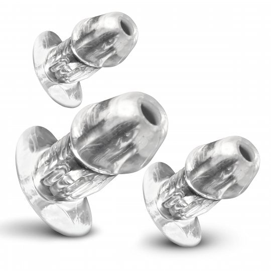 Dicked Clear Hollow Anal Plug 3pc Set