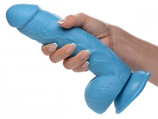 8.25 Inch Dildo with Balls - Blue